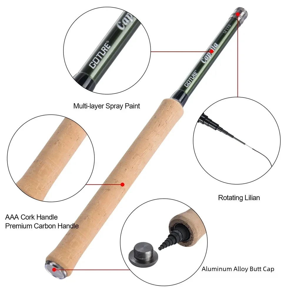 طقم صيد السمك بالذباب من جوتور - مراجعة Fishing Rod Carbon Fiber وسعره